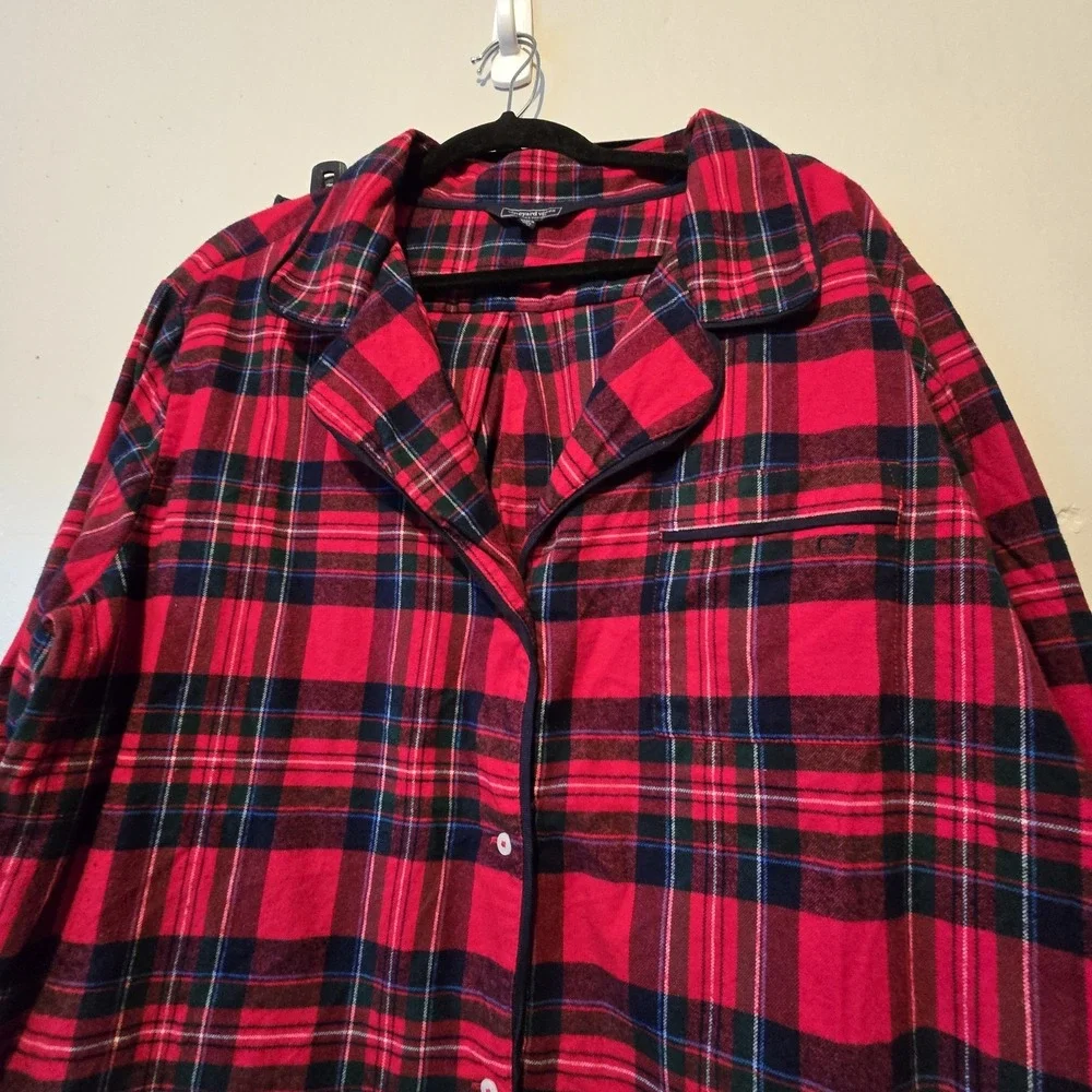 Vineyard Vines Plaid Flannel Pajama Set Womens Plus 3X Red Classic‎ Warm Holiday